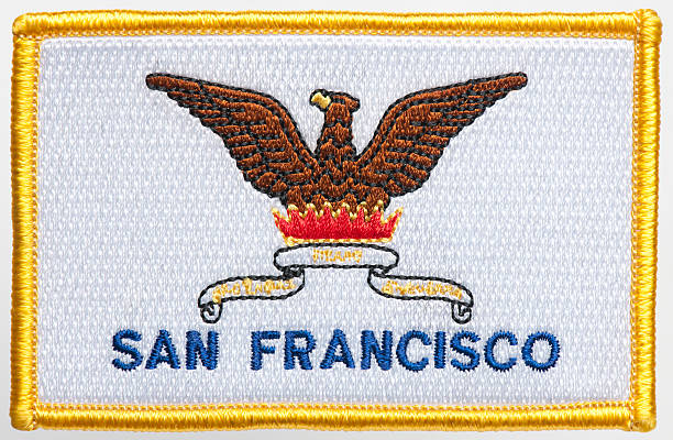 Flag patch of the US city of San Francisco on a white background.