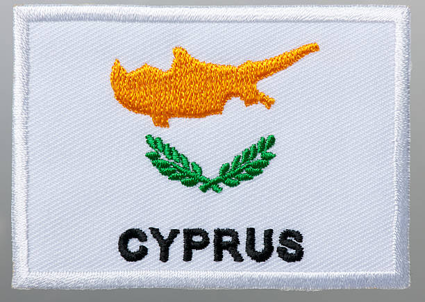 Republic of Cyprus flag patch on a gray background.