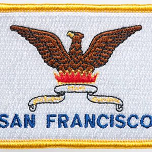 Flag patch of the US city of San Francisco on a white background.